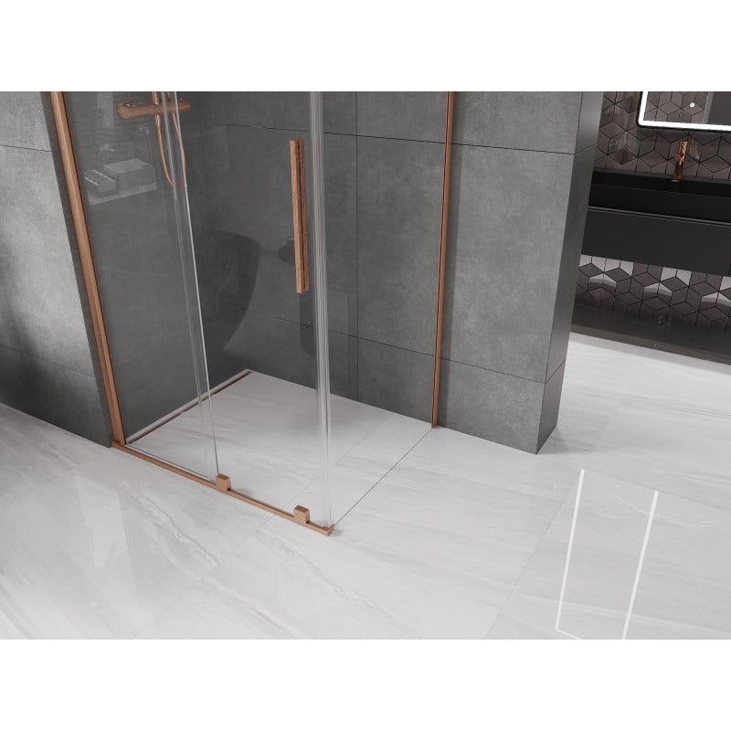 Mexen Velar cabine de douche coulissante 130 x 90 cm, transparent, cuivre brossé - 871-130-090-01-65