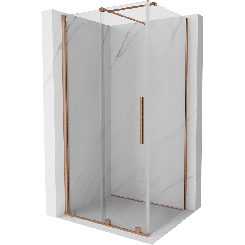 Cabine de douche coulissante Mexen Velar 150 x 100 cm, transparent, cuivre brossé - 871-150-100-01-65