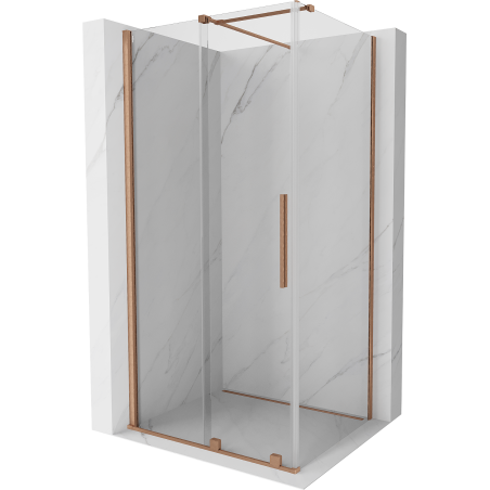 Cabine de douche coulissante Mexen Velar 150 x 100 cm, transparent, cuivre brossé - 871-150-100-01-65