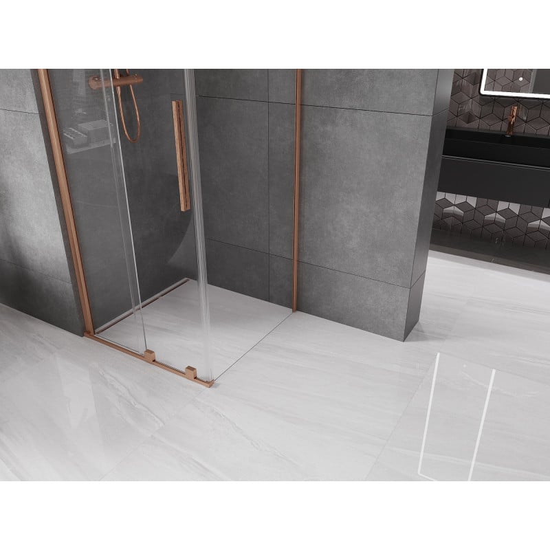 Mexen Velar cabine de douche coulissante 90 x 90 cm, transparent, cuivre brossé - 871-090-090-01-65