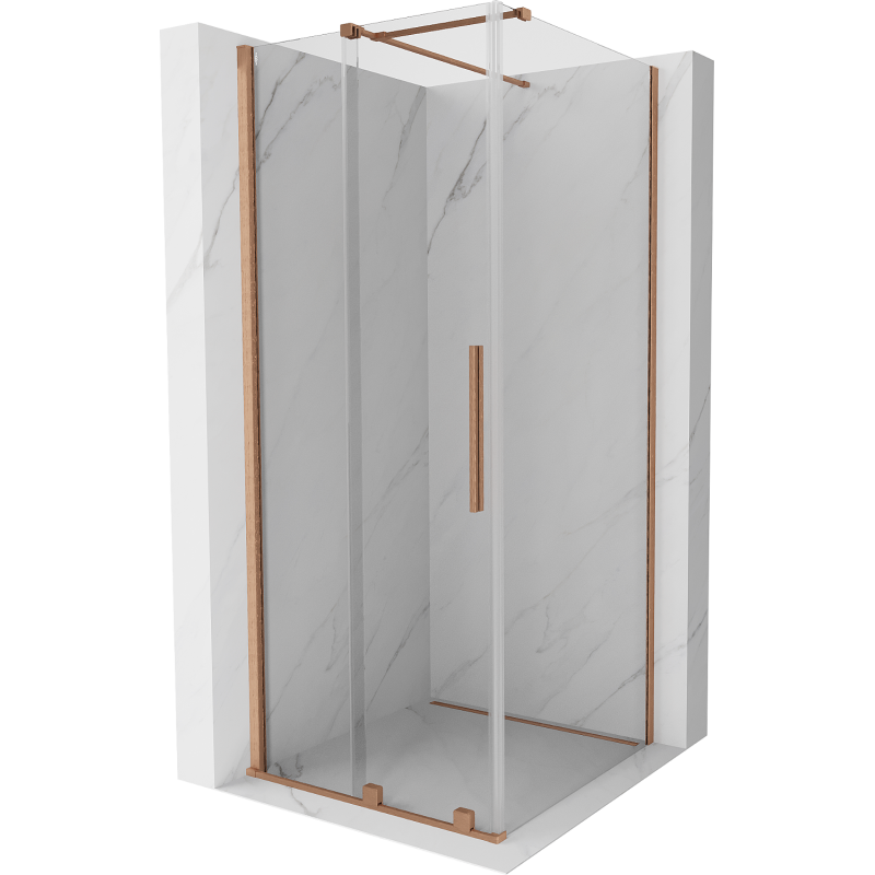 Mexen Velar cabine de douche coulissante 100 x 100 cm, transparent, cuivre brossé - 871-100-100-01-65