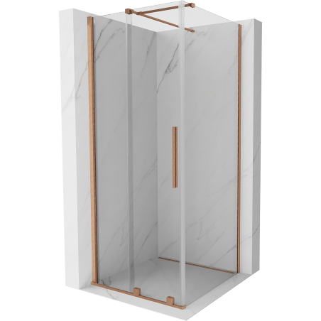 Mexen Velar cabine de douche coulissante 100 x 100 cm, transparent, cuivre brossé - 871-100-100-01-65
