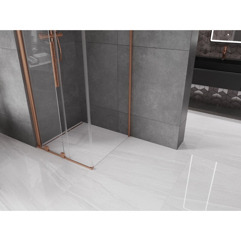 Mexen Velar cabine de douche coulissante 100 x 100 cm, transparent, cuivre brossé - 871-100-100-01-65