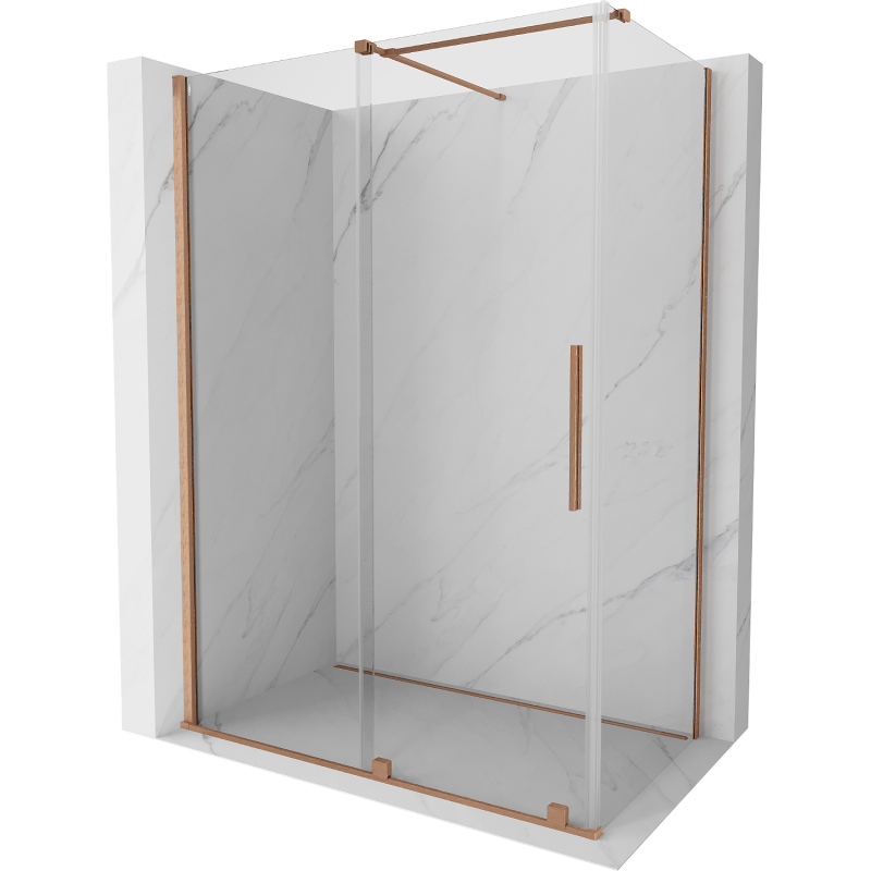 Mexen Velar cabine de douche coulissante 130 x 70 cm, transparent, cuivre brossé - 871-130-070-01-65