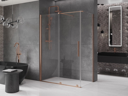 Mexen Velar cabine de douche coulissante 140 x 70 cm, transparent, cuivre brossé - 871-140-070-01-65