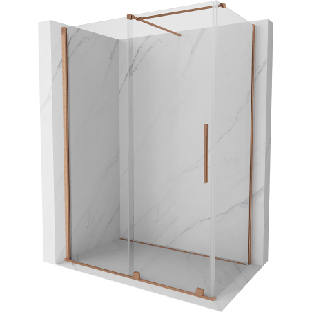 Mexen Velar cabine de douche coulissante 140 x 80 cm, transparente, cuivre brossé - 871-140-080-01-65