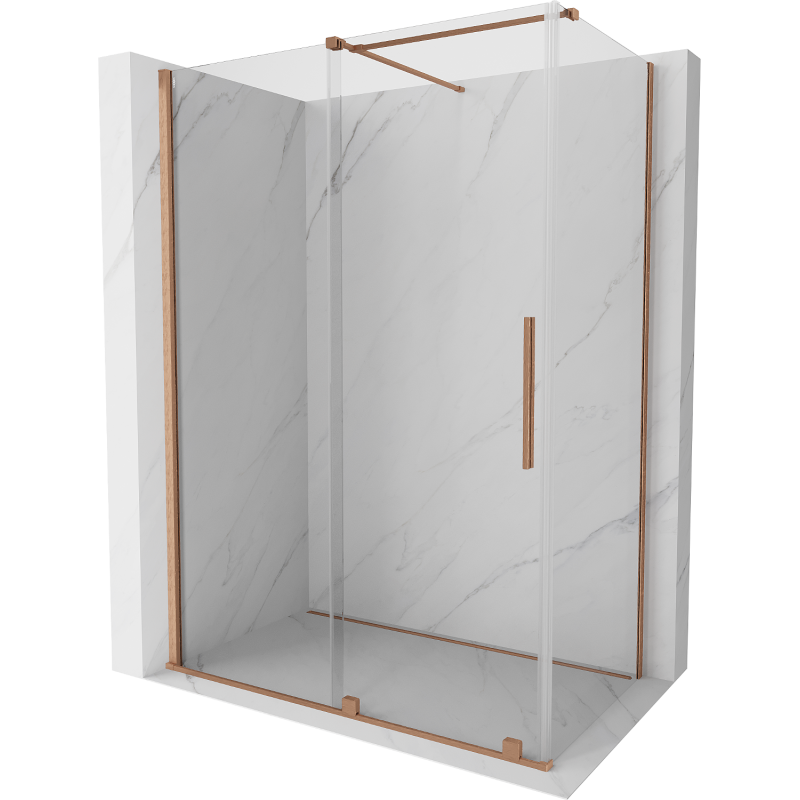 Mexen Velar cabine de douche coulissante 140 x 85 cm, transparent, cuivre brossé - 871-140-085-01-65