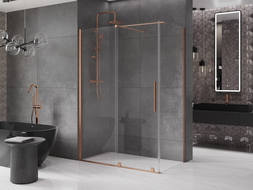 Mexen Velar cabine de douche coulissante 140 x 85 cm, transparent, cuivre brossé - 871-140-085-01-65