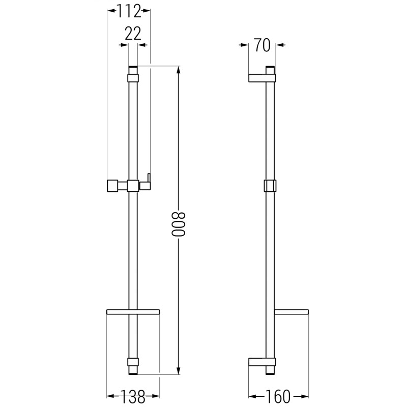 Mexen DQ barre de douche avec porte-savon 80 cm, gris métallisé brossé - 79381-66
