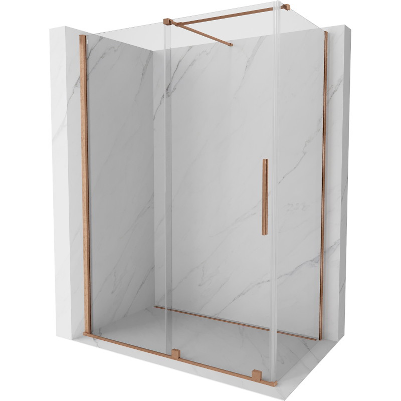 Mexen Velar cabine de douche coulissante 150 x 80 cm, transparent, cuivre brossé - 871-150-080-01-65