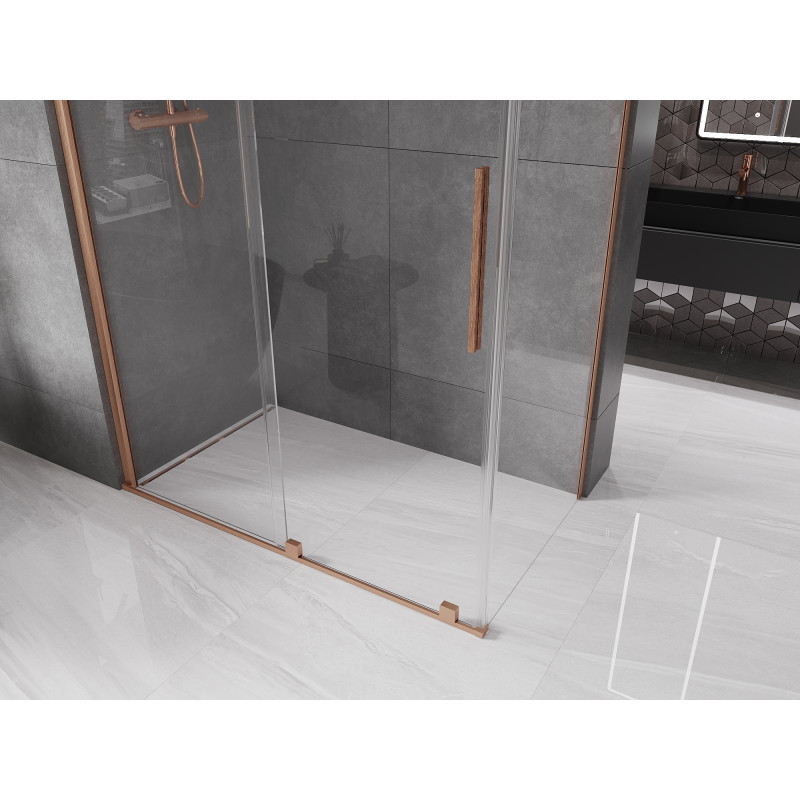 Mexen Velar cabine de douche coulissante 150 x 80 cm, transparente, cuivre brossé - 871-150-080-01-65