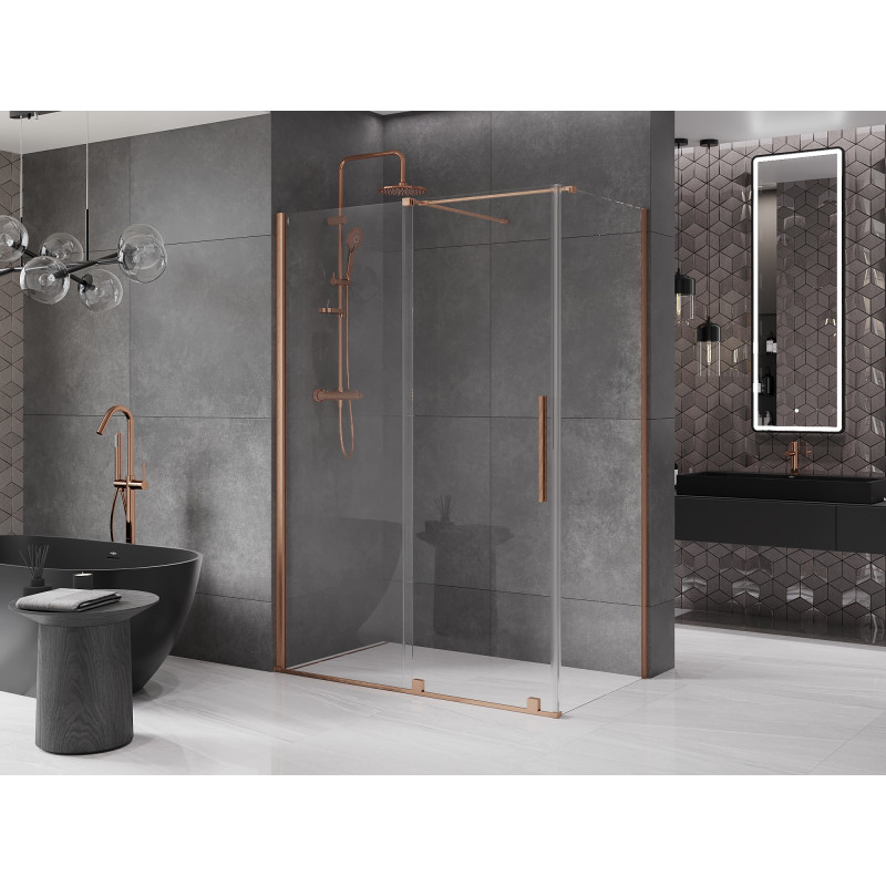 Mexen Velar cabine de douche coulissante 150 x 85 cm, transparent, cuivre brossé - 871-150-085-01-65