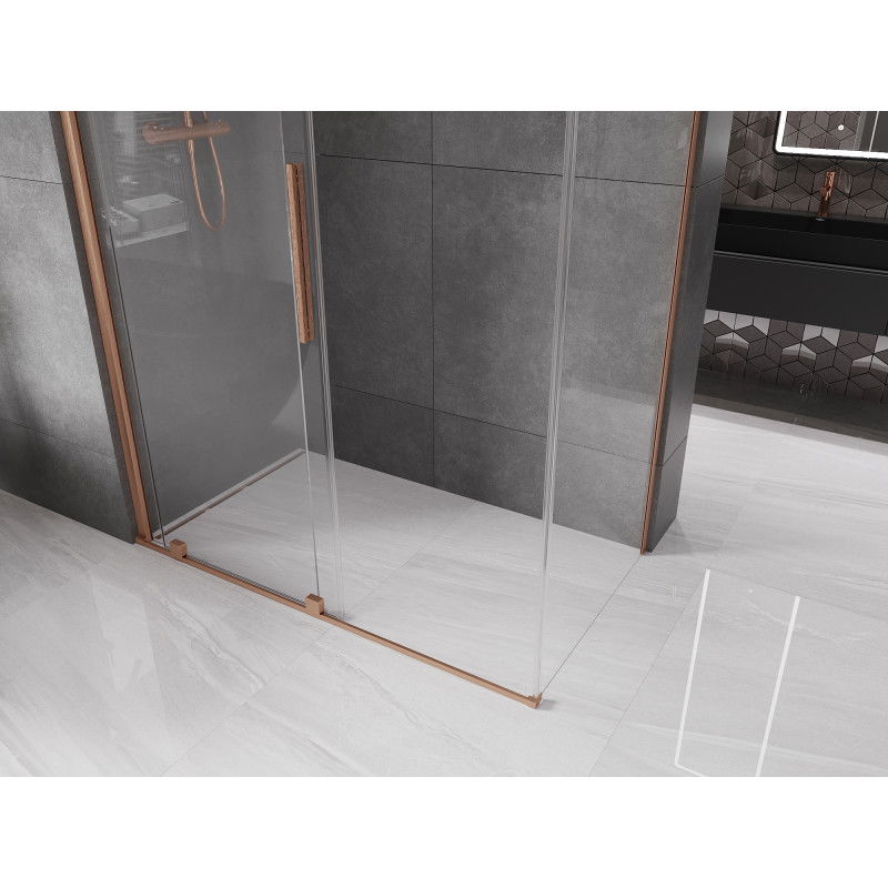 Mexen Velar cabine de douche coulissante 160 x 75 cm, transparent, cuivre brossé - 871-160-075-01-65