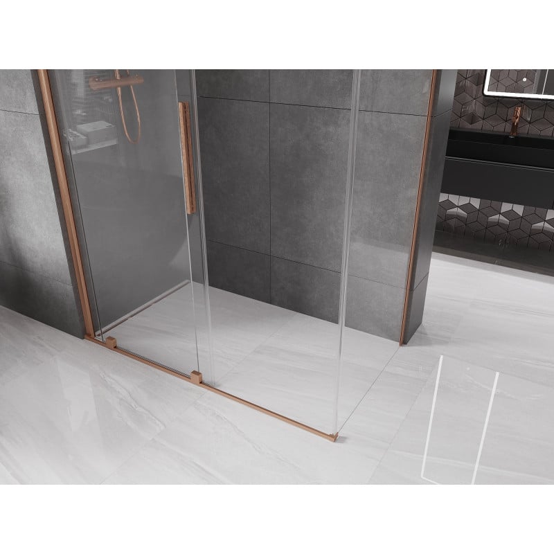 Mexen Velar cabine de douche coulissante 160 x 100 cm, transparent, cuivre brossé - 871-160-100-01-65