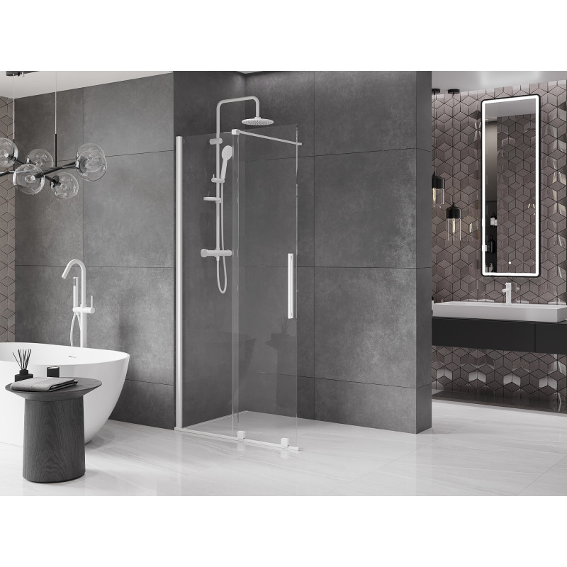 Mexen Velar paroi de douche coulissante Walk-in 75 x 200 cm, transparent 8 mm, blanc - 871-075-000-03-20