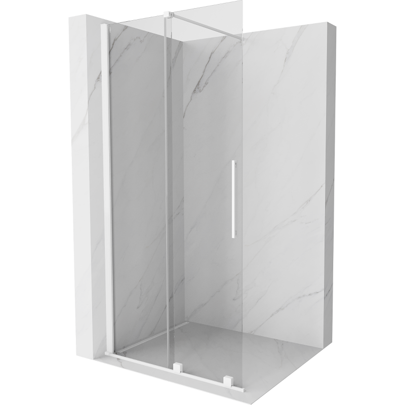 Mexen Velar cloison de douche coulissante Walk-in 100 x 200 cm, transparent 8 mm, blanc - 871-100-000-03-20