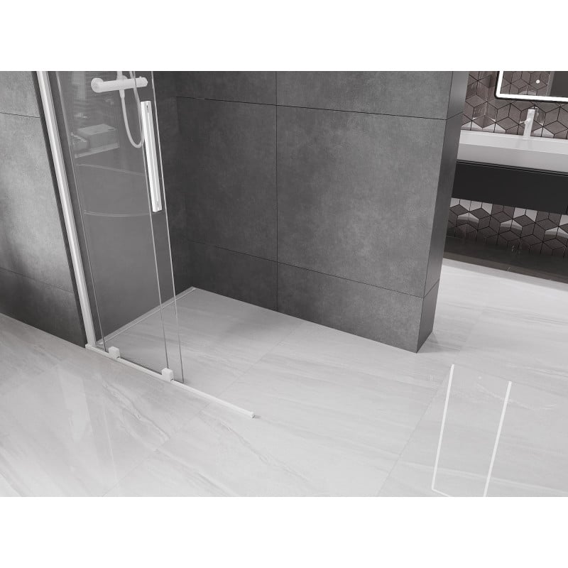 Mexen Velar cloison de douche coulissante Walk-in 100 x 200 cm, transparent 8 mm, blanc - 871-100-000-03-20