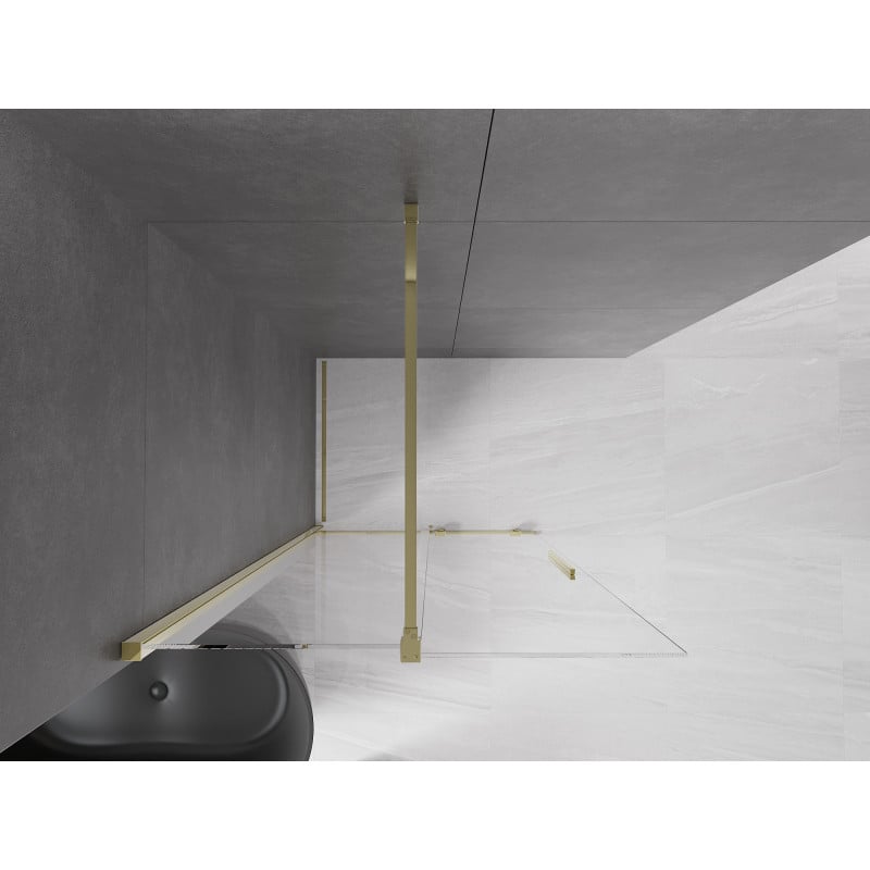 Mexen Velar paroi de douche coulissante Walk-in 75 x 200 cm, transparent 8 mm, dorée - 871-075-000-03-50