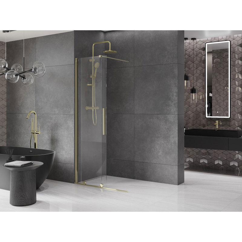 Mexen Velar paroi de douche coulissante Walk-in 110 x 200 cm, transparent 8 mm, or - 871-110-000-03-50