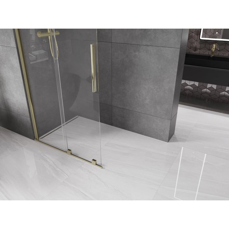 Mexen Velar paroi de douche coulissante Walk-in 75 x 200 cm, transparent 8 mm, dorée - 871-075-000-03-50