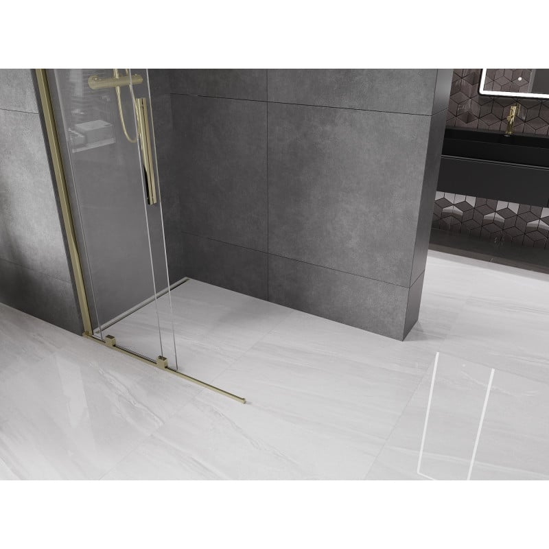 Mexen Velar paroi de douche coulissante Walk-in 75 x 200 cm, transparent 8 mm, dorée - 871-075-000-03-50