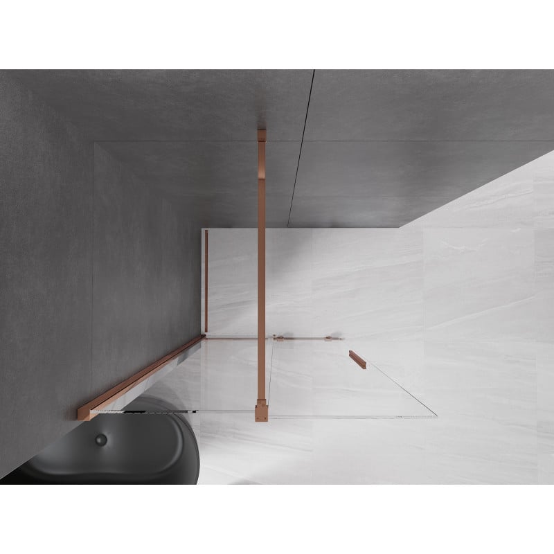 Mexen Velar paroi de douche coulissante Walk-in 70 x 200 cm, transparent 8 mm, or rose - 871-070-000-03-60
