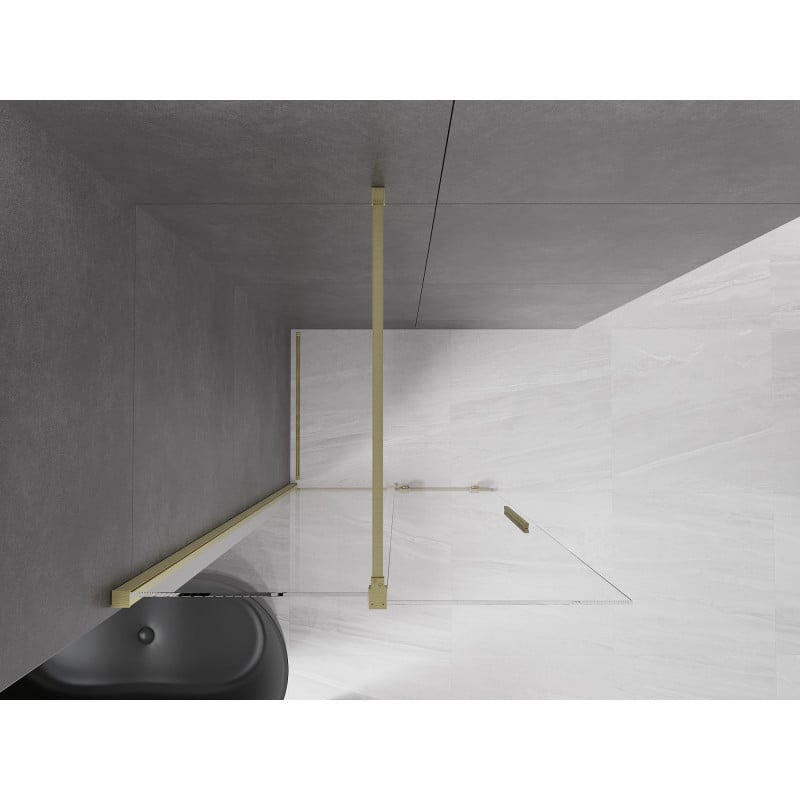Mexen Velar paroi de douche coulissante Walk-in 85 x 200 cm, transparent 8 mm, or brossé - 871-085-000-03-55