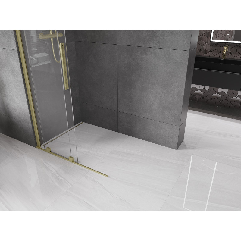 Mexen Velar paroi de douche coulissante Walk-in 90 x 200 cm, transparent 8 mm, or brossé - 871-090-000-03-55