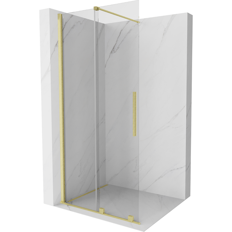 Panneau de douche Mexen Velar extensible Walk-in 100 x 200 cm, verre transparent 8 mm, doré brossé - 871-100-000-03-55