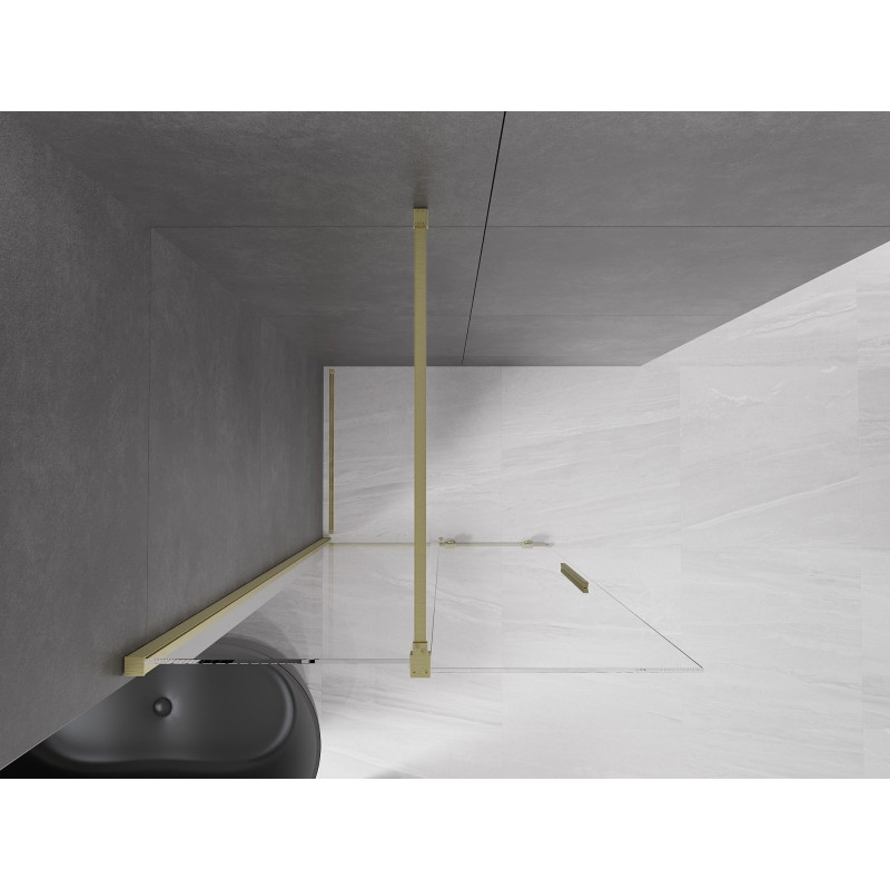 Mexen Velar paroi de douche coulissante Walk-in 120 x 200 cm, transparente 8 mm, or brossé - 871-120-000-03-55