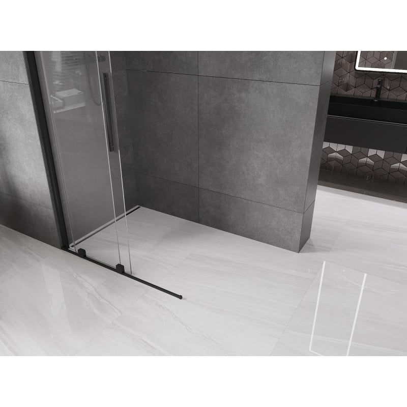 Mexen Velar paroi de douche coulissante Walk-in 70 x 200 cm, transparent 8 mm, noir - 871-070-000-03-70