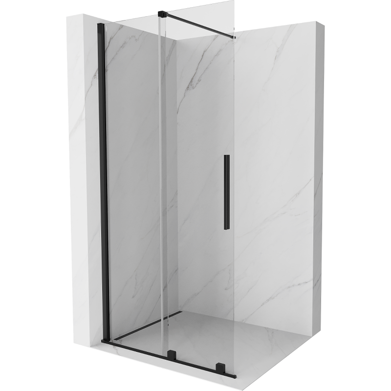 Mexen Velar cloison de douche coulissante Walk-in 75 x 200 cm, transparent 8 mm, noir - 871-075-000-03-70