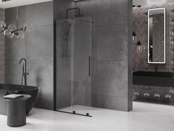 Mexen Velar paroi de douche coulissante Walk-in 75 x 200 cm, transparent 8 mm, noir - 871-075-000-03-70
