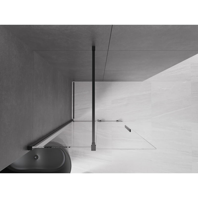 Mexen Velar paroi de douche coulissante Walk-in 75 x 200 cm, transparent 8 mm, noir - 871-075-000-03-70