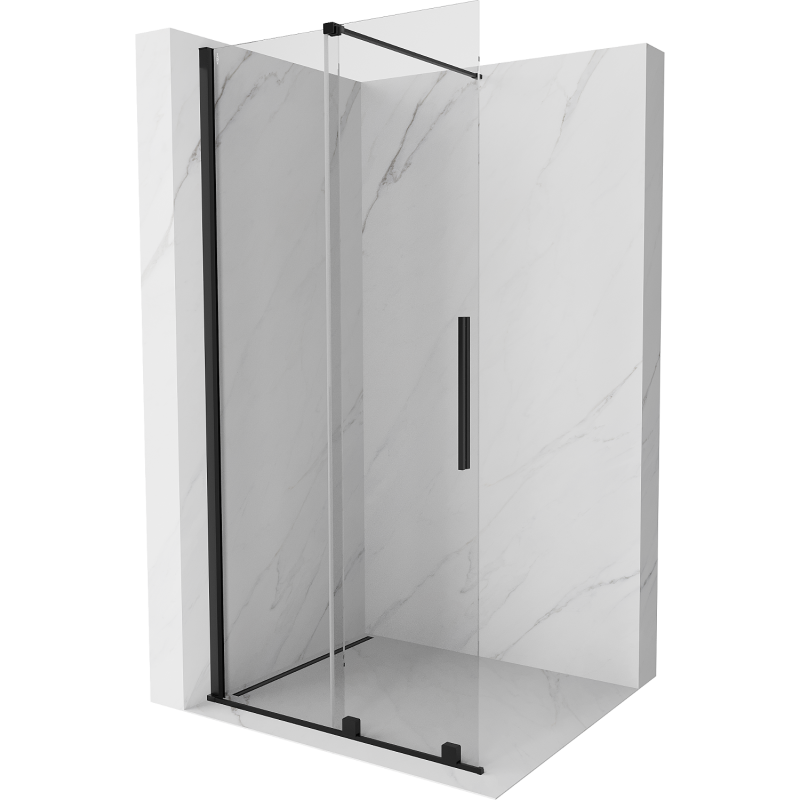 Mexen Velar paroi de douche coulissante Walk-in 90 x 200 cm, transparent 8 mm, noir - 871-090-000-03-70