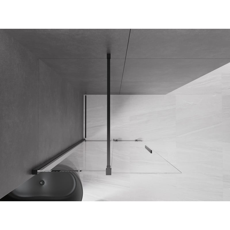 Mexen Velar paroi de douche coulissante Walk-in 90 x 200 cm, transparent 8 mm, noir - 871-090-000-03-70