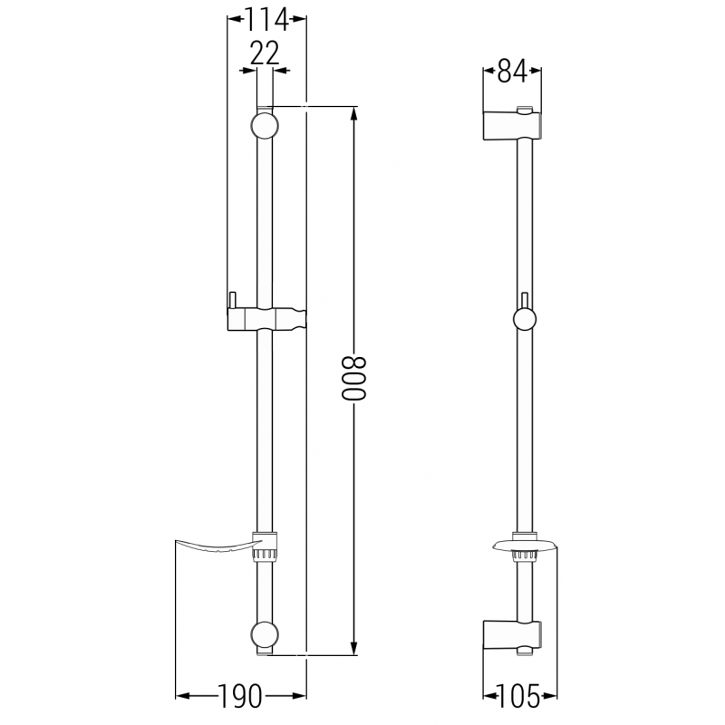 Mexen DF barre de douche avec porte-savon 80 cm, blanc - 79382-20