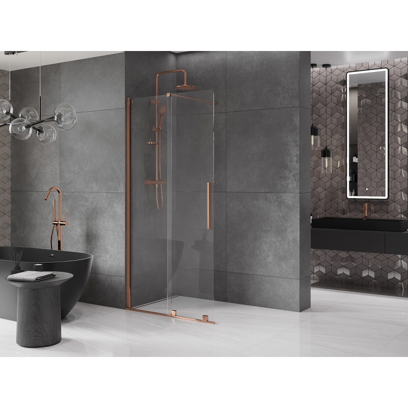 Mexen Velar Panneau de douche coulissant Walk-in 70 x 200 cm, transparent 8 mm, or rose - 871-070-000-03-60