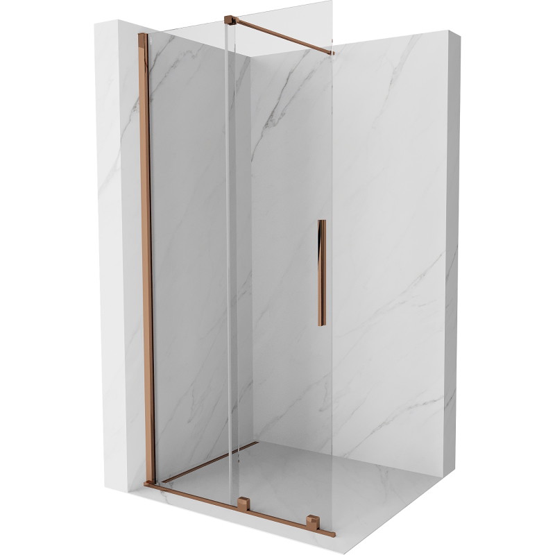 Mexen Velar paroi de douche coulissante Walk-in 75 x 200 cm, transparent 8 mm, or rose - 871-075-000-03-60