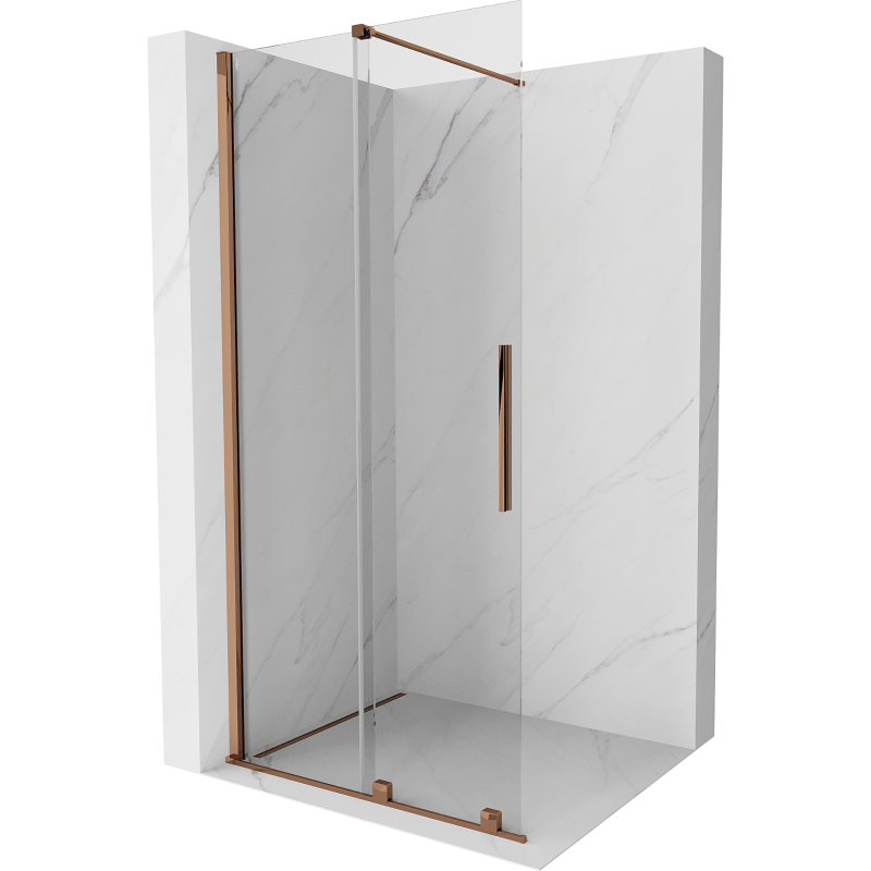 Mexen Velar paroi de douche extensible Walk-in 75 x 200 cm, transparent 8 mm, or rose - 871-075-000-03-60