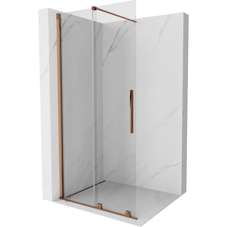 Mexen Velar paroi de douche extensible Walk-in 75 x 200 cm, transparent 8 mm, or rose - 871-075-000-03-60