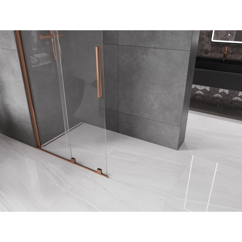 Mexen Velar cloison de douche coulissante Walk-in 75 x 200 cm, transparent 8 mm, or rose - 871-075-000-03-60