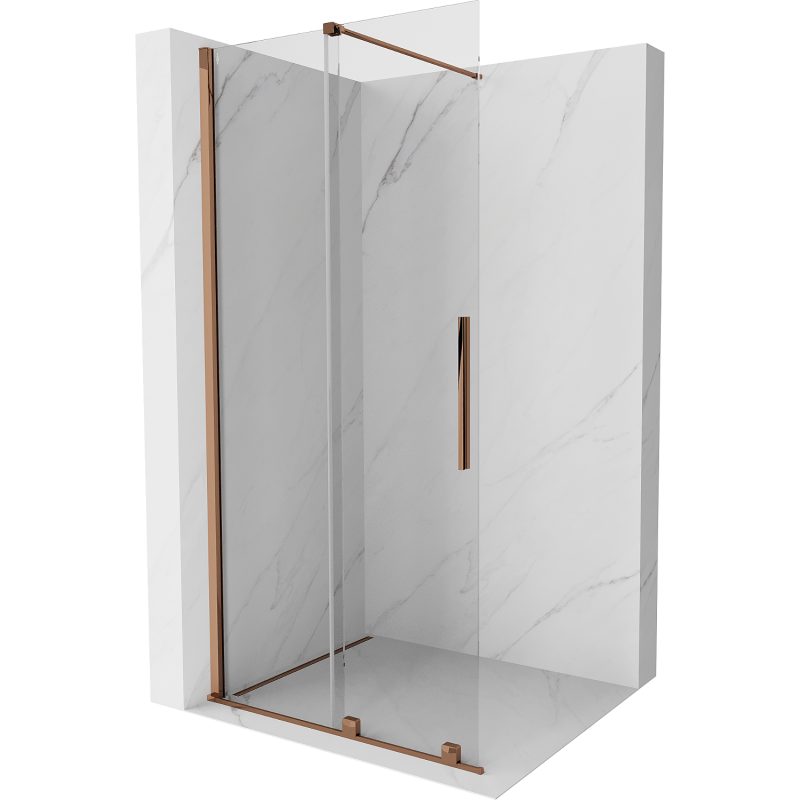 Mexen Velar paroi de douche coulissante Walk-in 100 x 200 cm, transparente 8 mm, or rose - 871-100-000-03-60