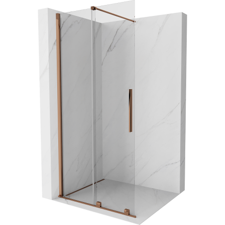 Mexen Velar paroi de douche coulissante Walk-in 100 x 200 cm, transparente 8 mm, or rose - 871-100-000-03-60