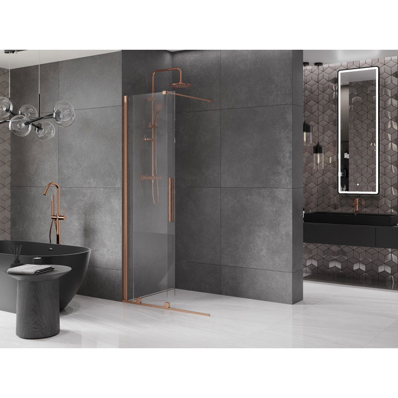 Mexen Velar paroi de douche coulissante Walk-in 70 x 200 cm, transparente 8 mm, cuivre brossé - 871-070-000-03-65