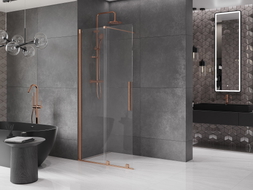 Mexen Velar paroi de douche coulissante Walk-in 70 x 200 cm, transparente 8 mm, cuivre brossé - 871-070-000-03-65