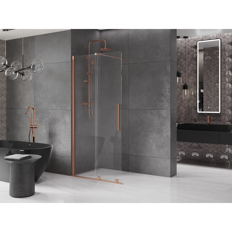 Mexen Velar paroi de douche coulissante Walk-in 80 x 200 cm, transparent 8 mm, cuivre brossé - 871-080-000-03-65