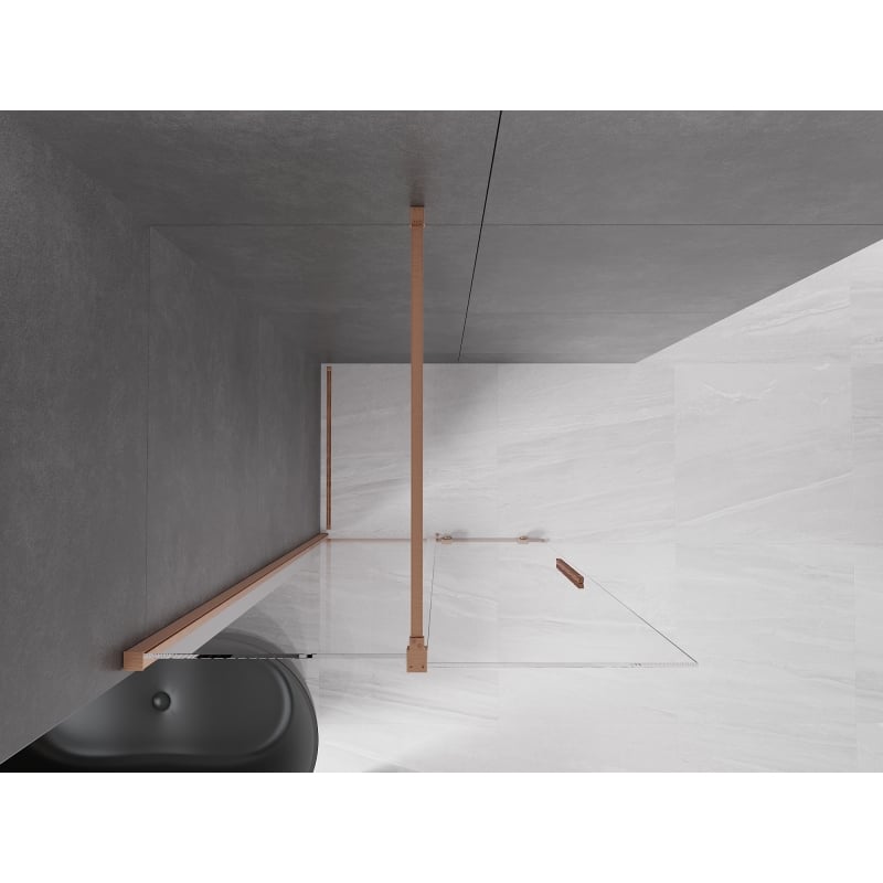 Mexen Velar Panneau de douche coulissant Walk-in 85 x 200 cm, transparent 8 mm, cuivre brossé - 871-085-000-03-65