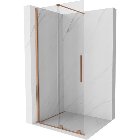 Paroi de douche Mexen Velar rétractable Walk-in 100 x 200 cm, verre transparent 8 mm, laiton brossé - 871-100-000-03-65