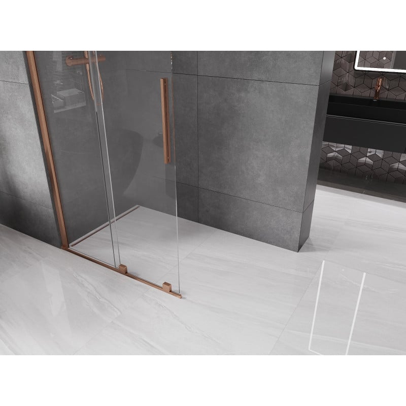 Mexen Velar paroi de douche coulissante Walk-in 100 x 200 cm, transparent 8 mm, cuivre brossé - 871-100-000-03-65